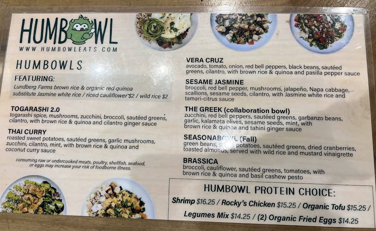 Humbowl меню