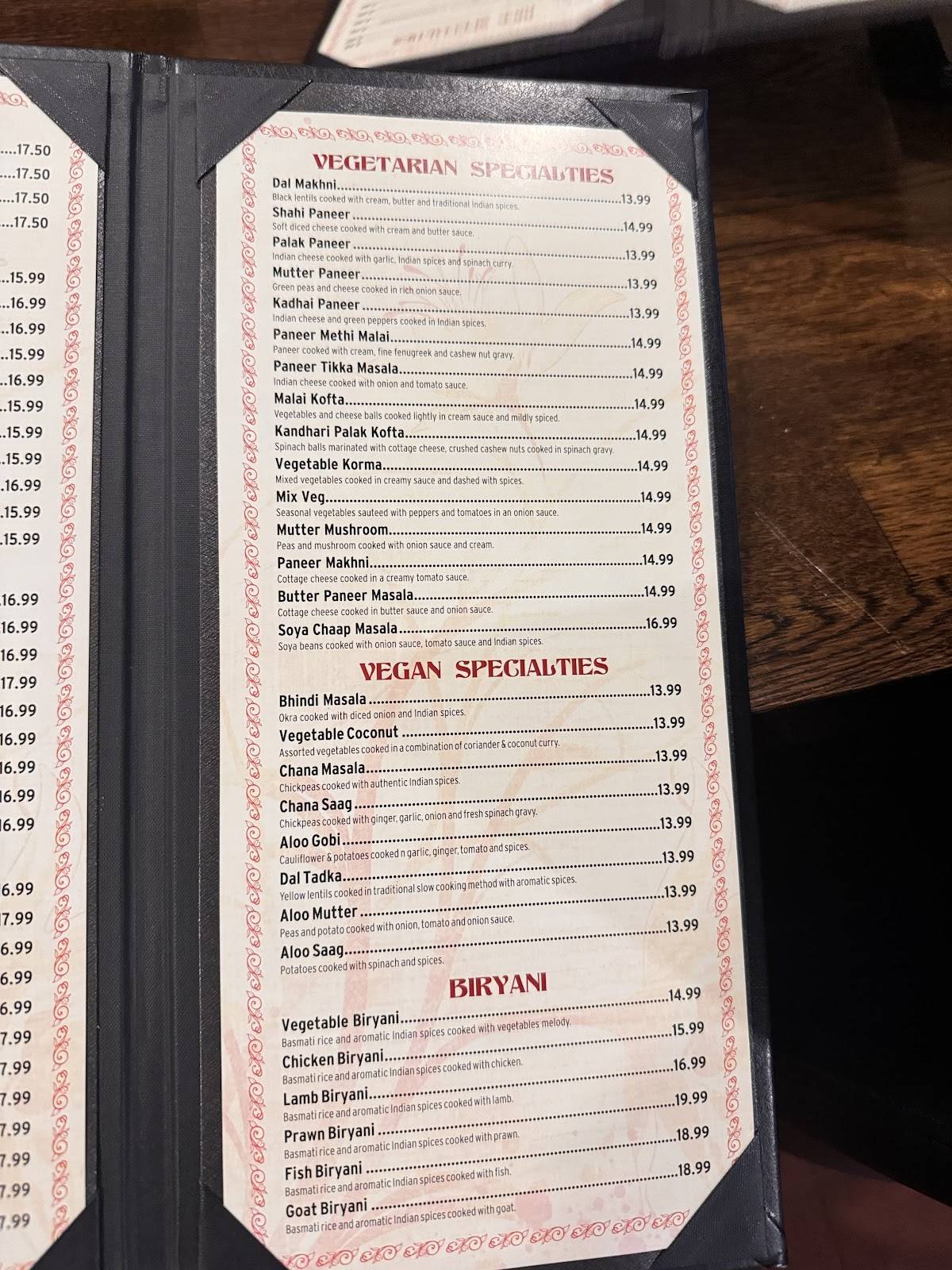 Indian Zaika Restaurant меню