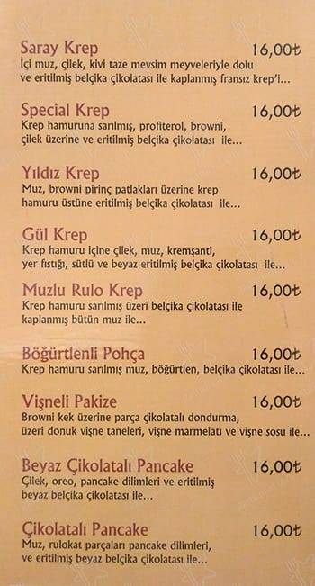 Roma Dondurmacısı меню