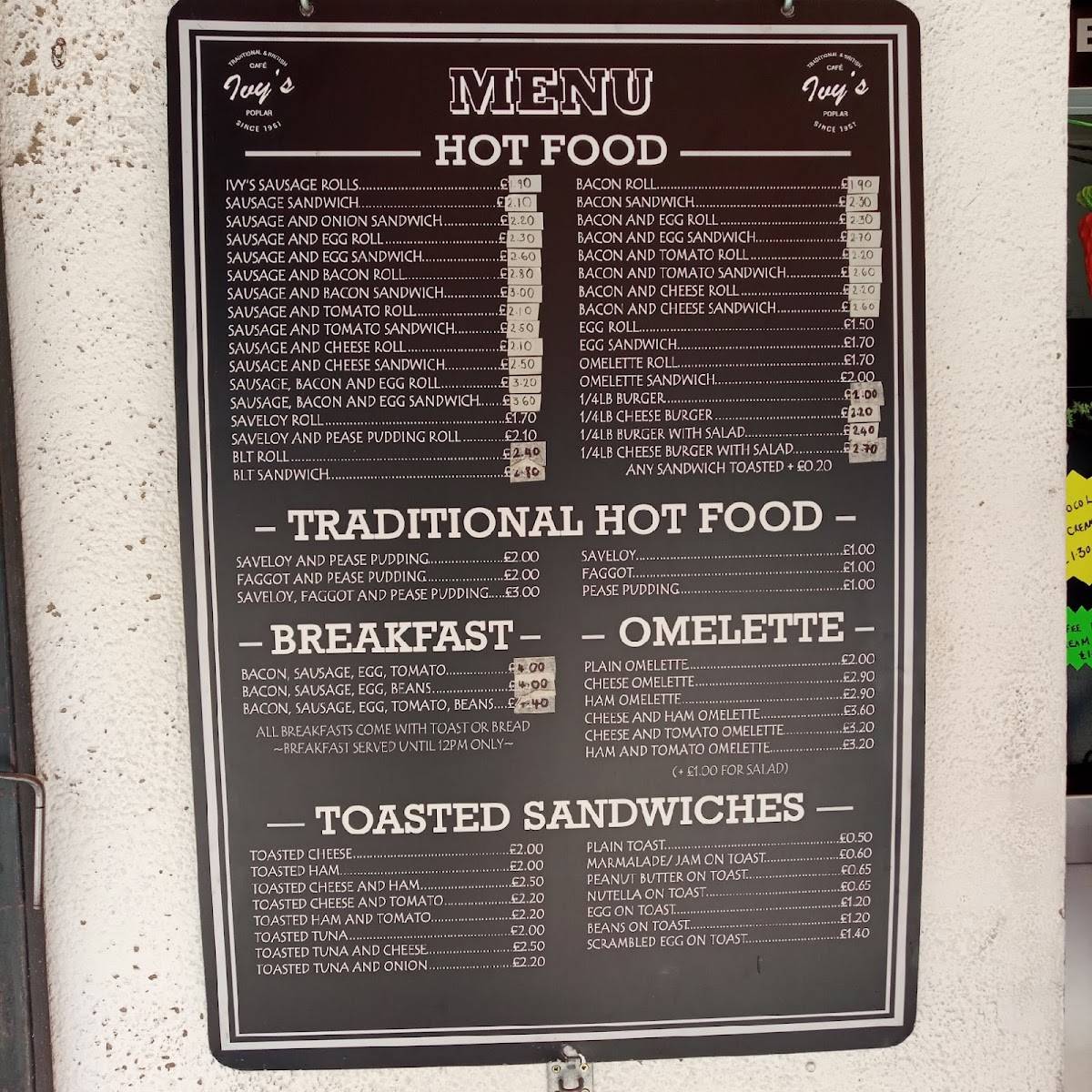Ivy’s Traditional British Café меню