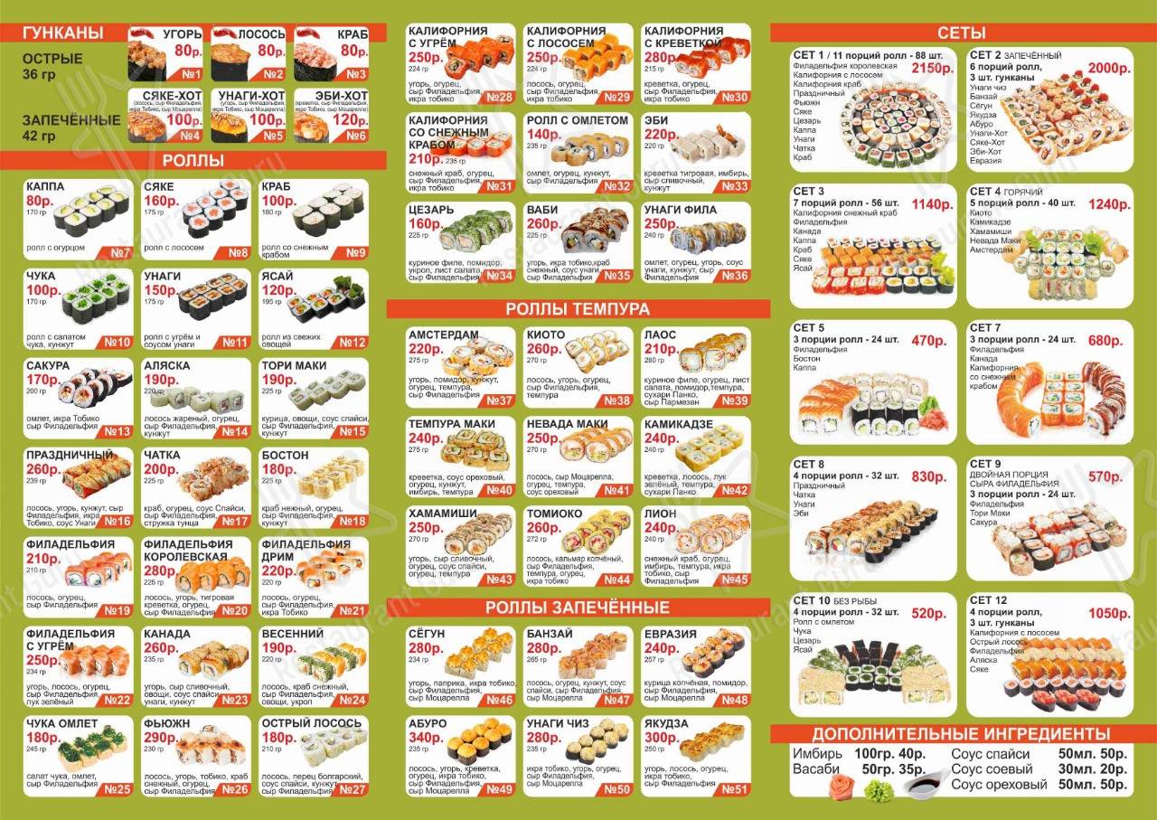 Меню кафе Кухня