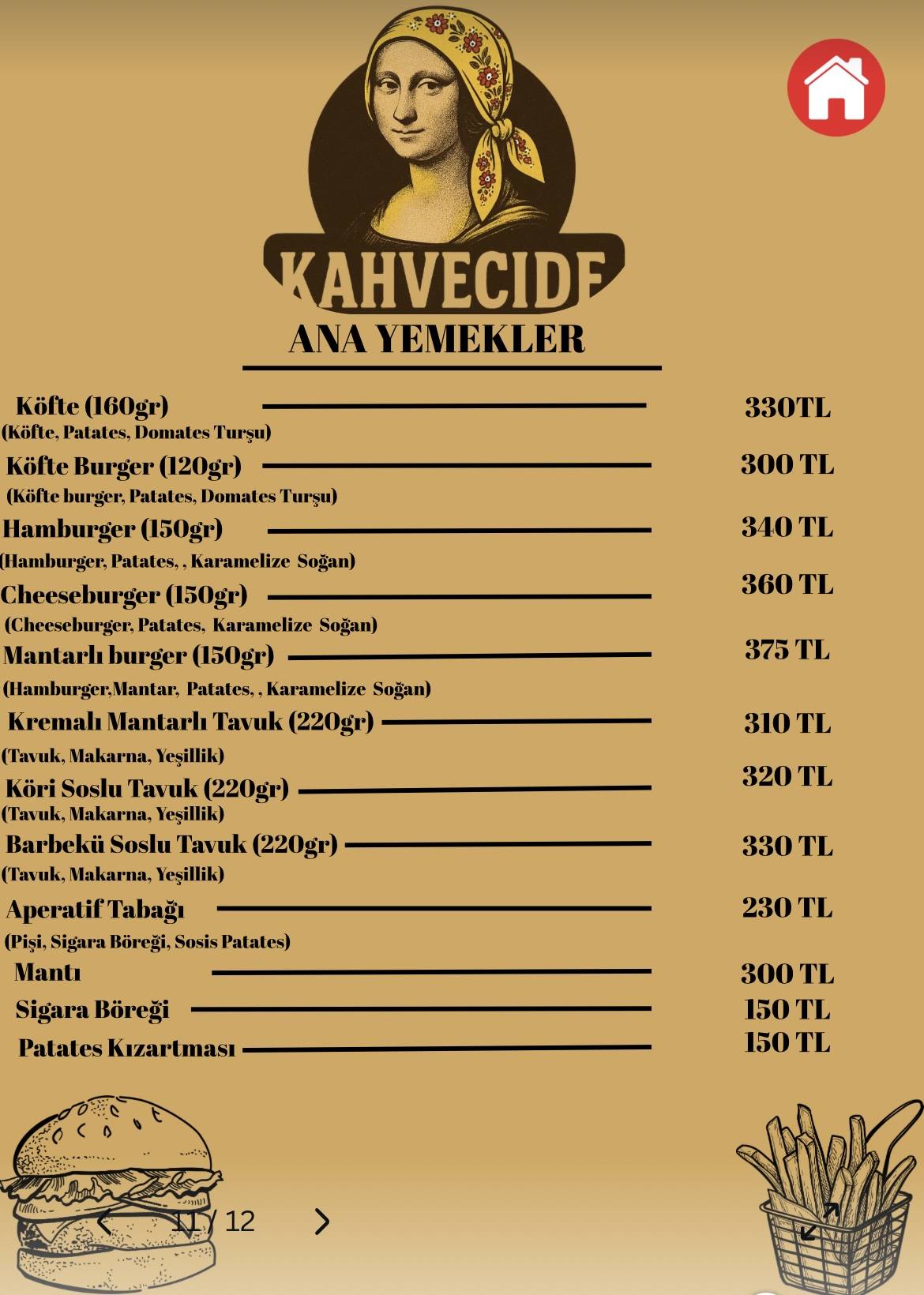 Kahvecide меню