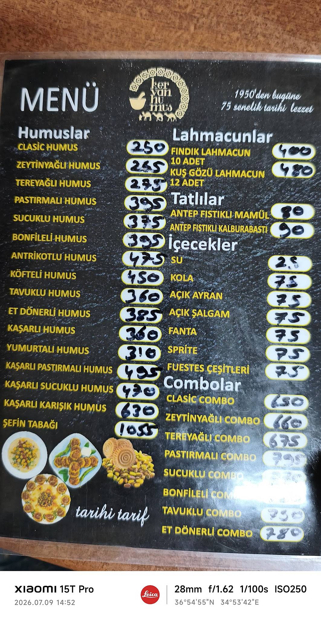 Kervan Humus меню