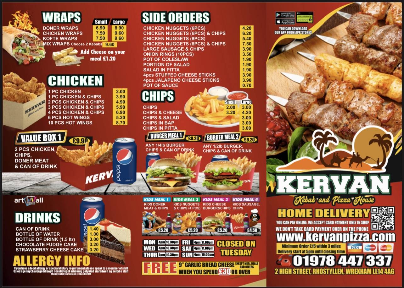 Kervan Pizza And Kebab House меню