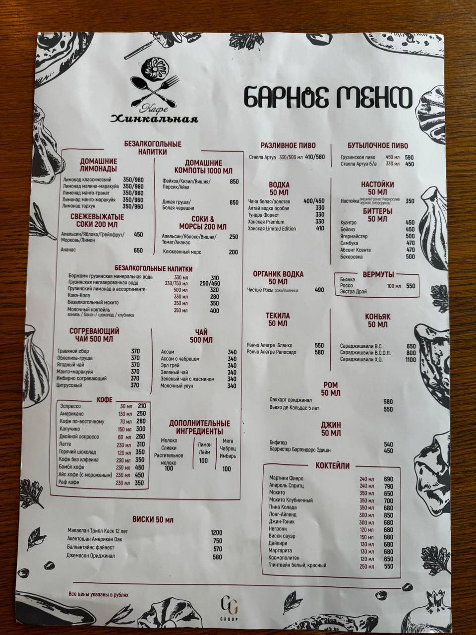 Хинкальная меню