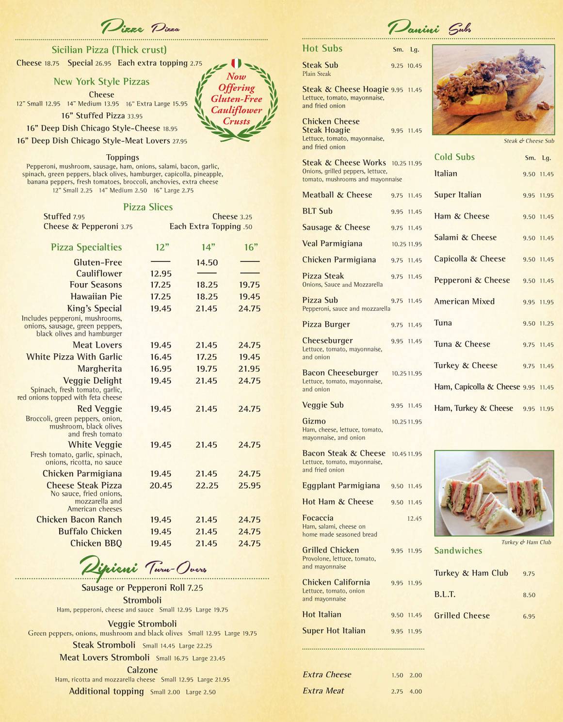 King’s New York Pizza- Kearneysville меню