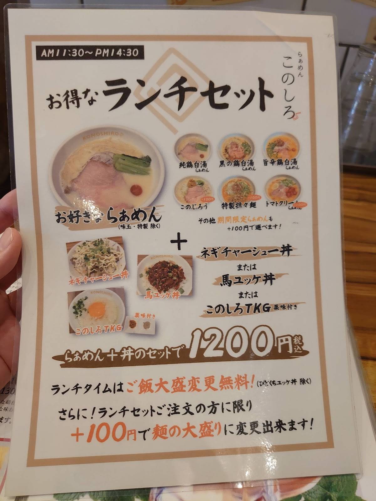 Konoshiro Ramen меню