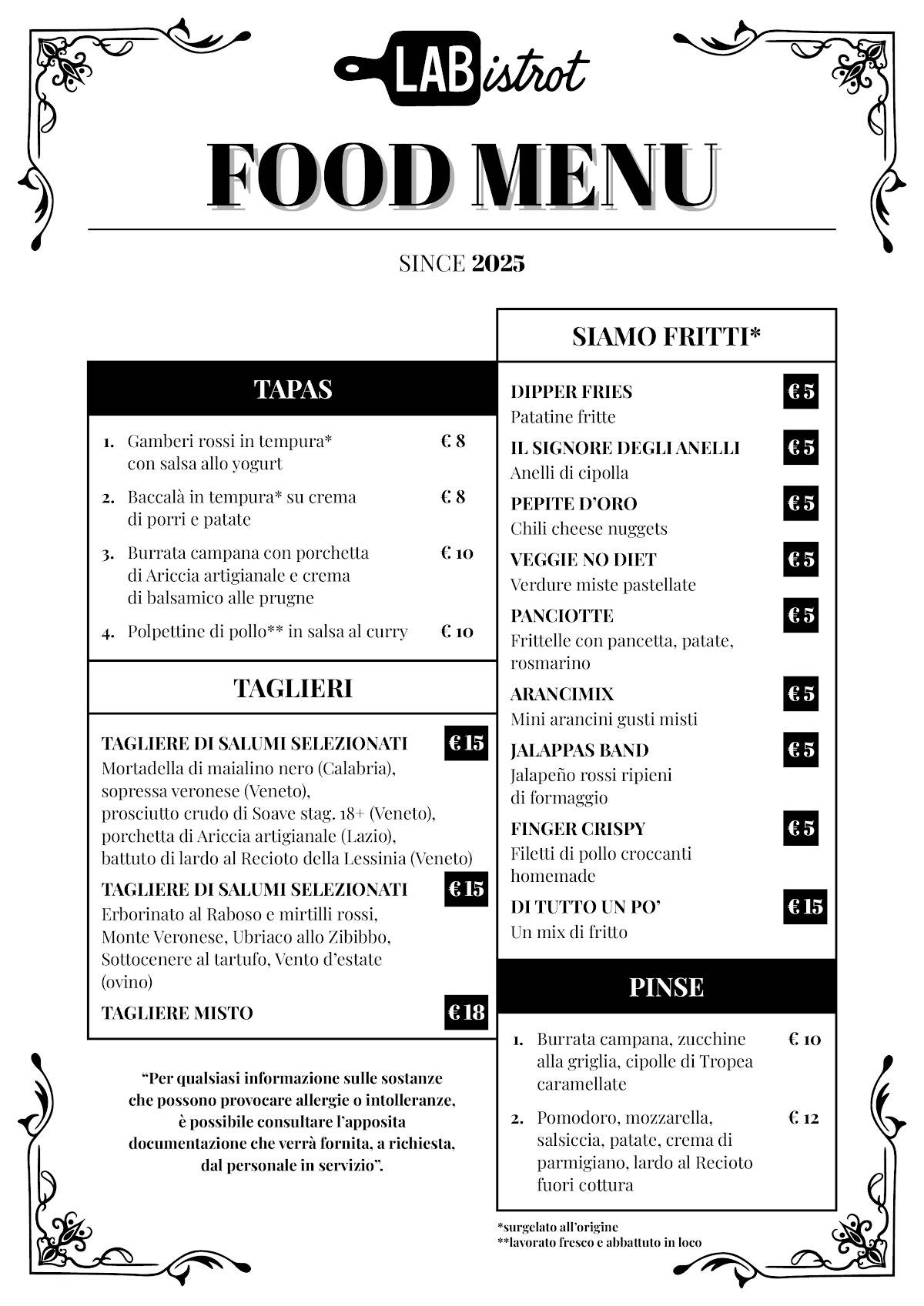 LABISTROT меню