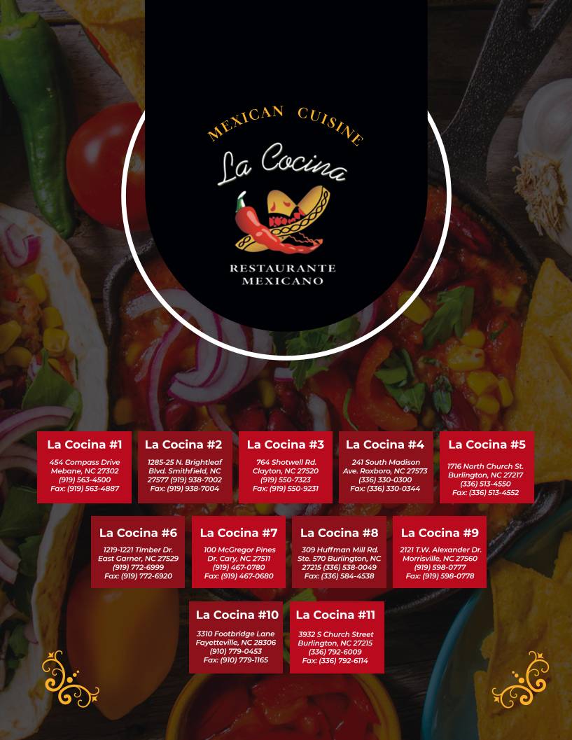 La Cocina Mexican Restaurant Roxboro #4 меню