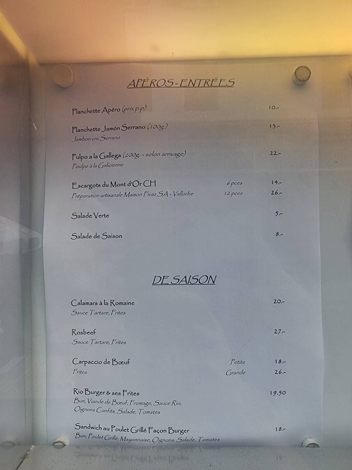 Café-Restaurant Le Rio меню