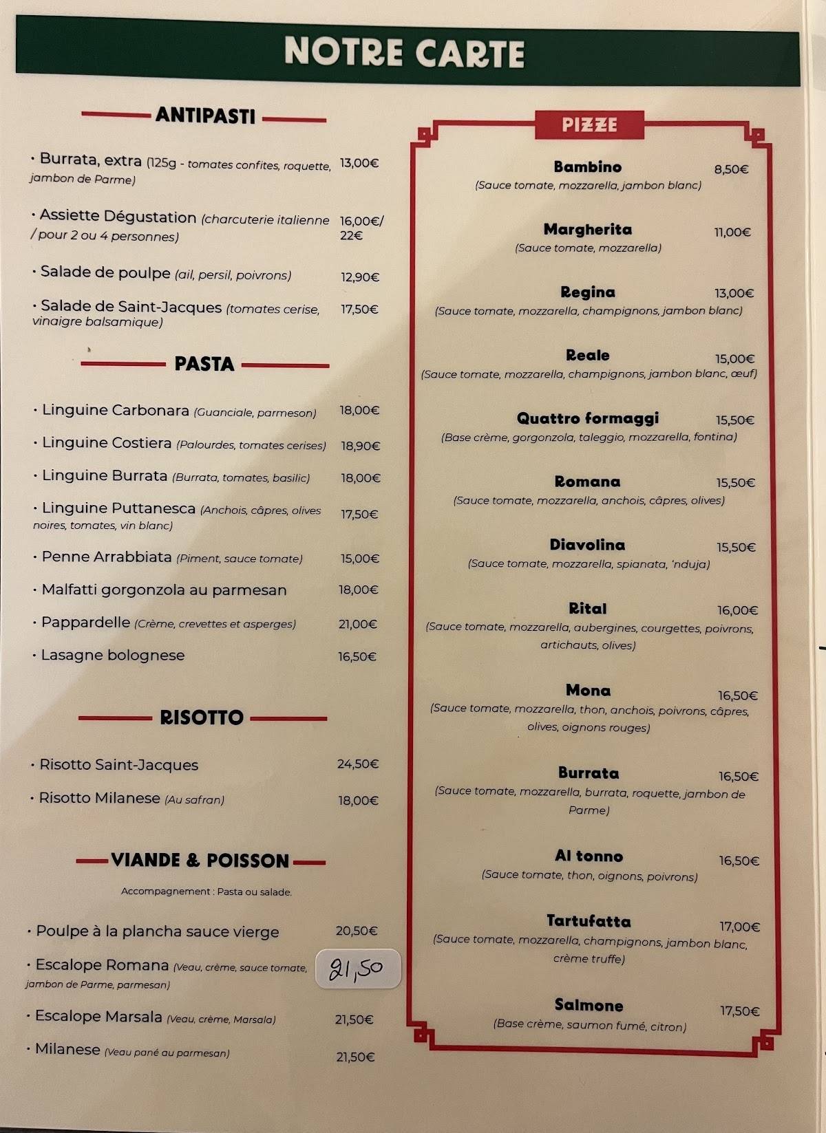 Le Rital меню
