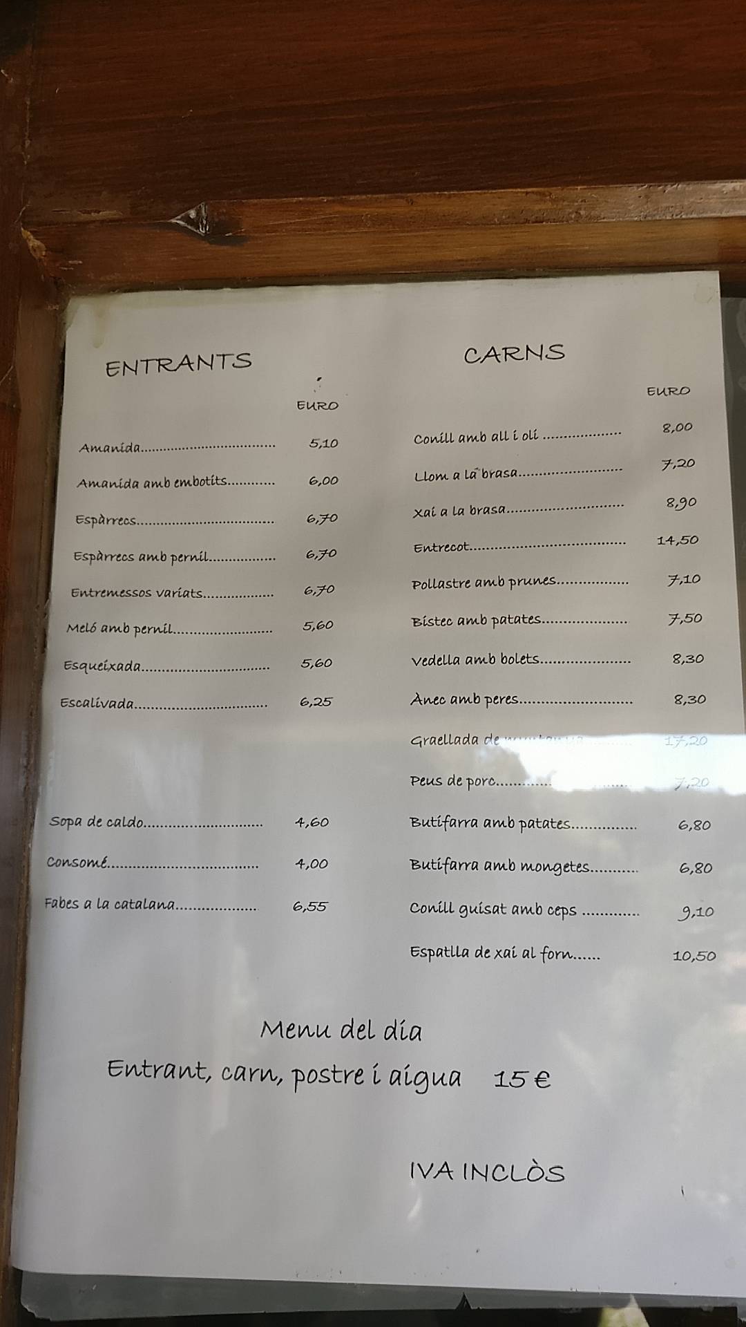 L'hort D'en Roca меню