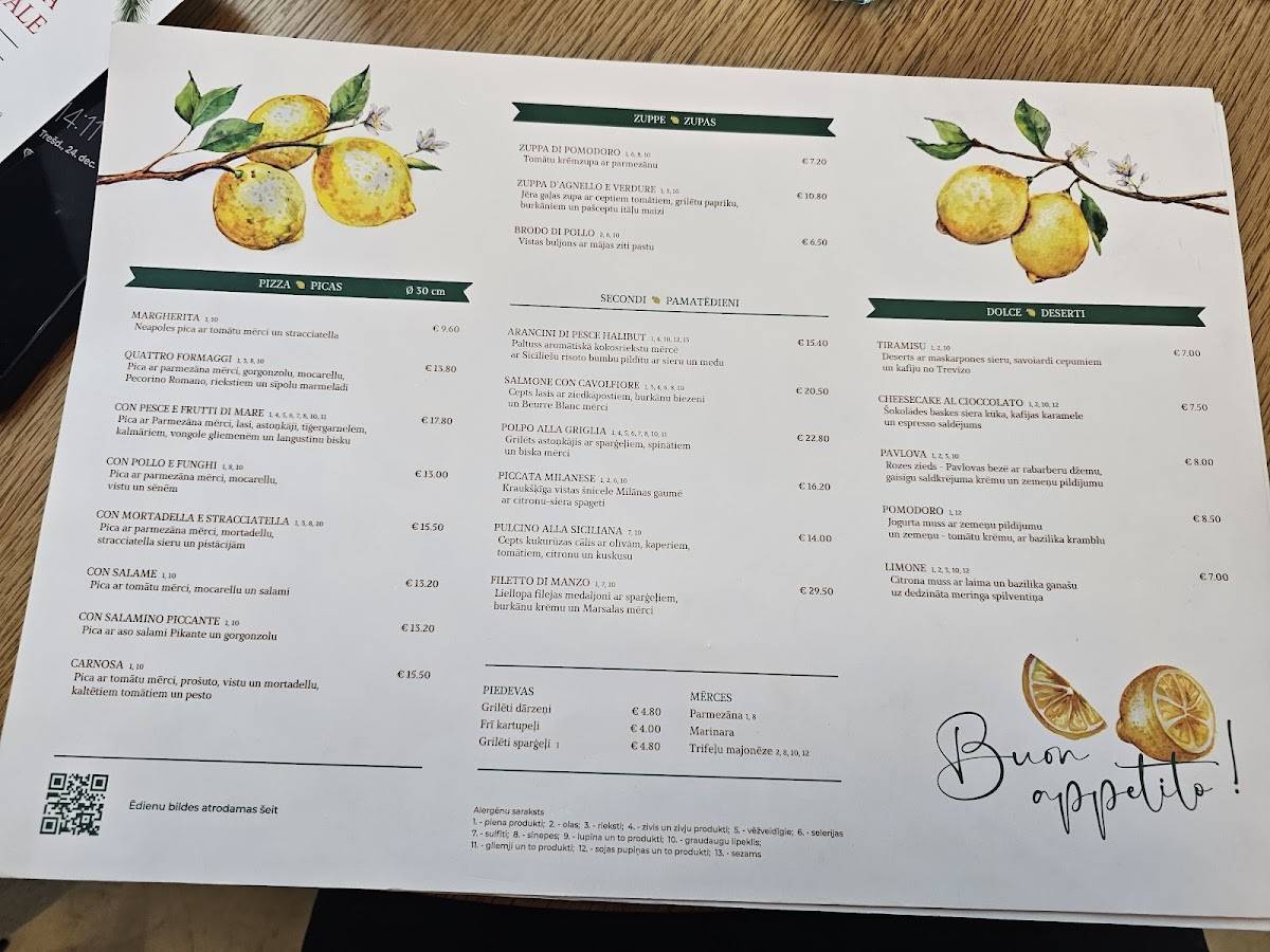 Limone меню
