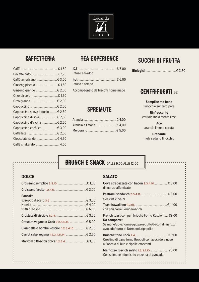 Locanda Cocò Market меню