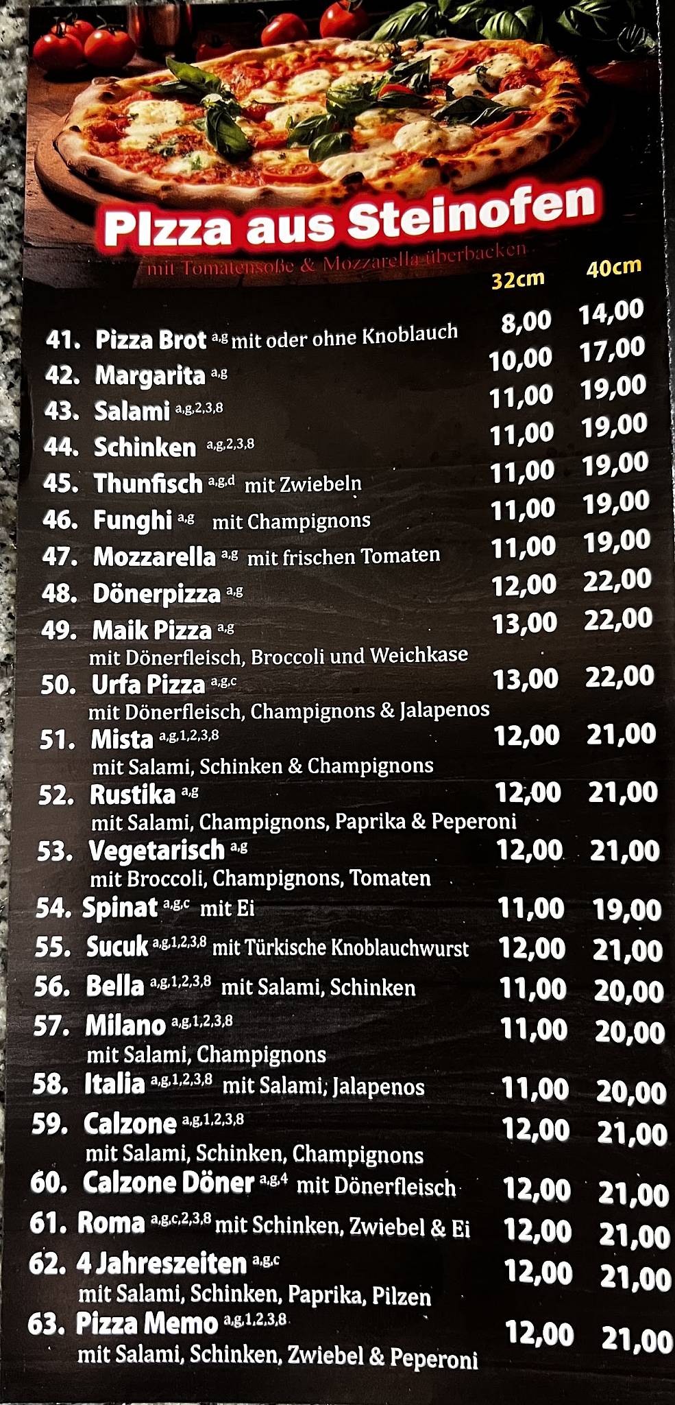 MEMO'S Döner Pizza Haus меню