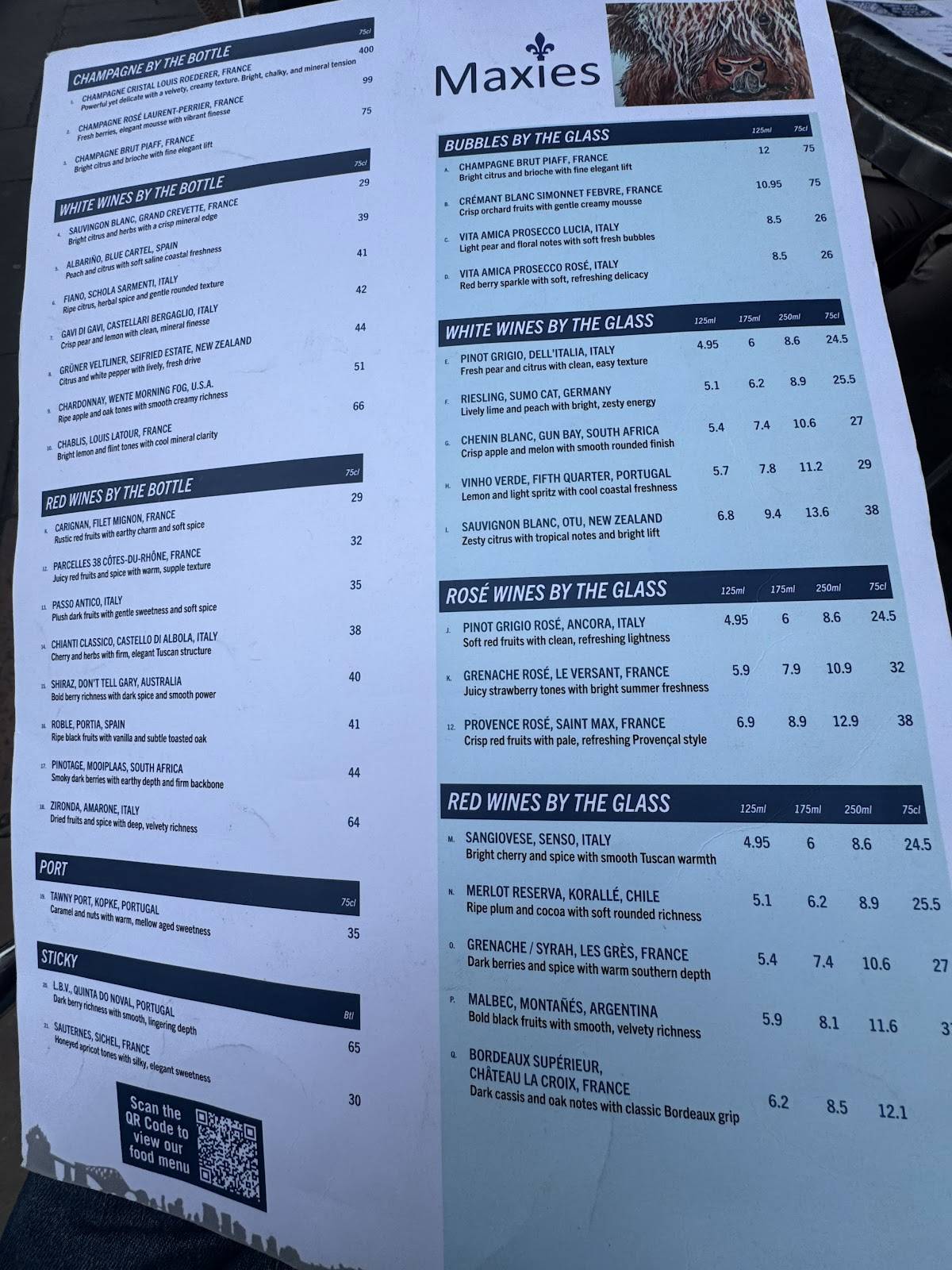 Maxies Bistro меню
