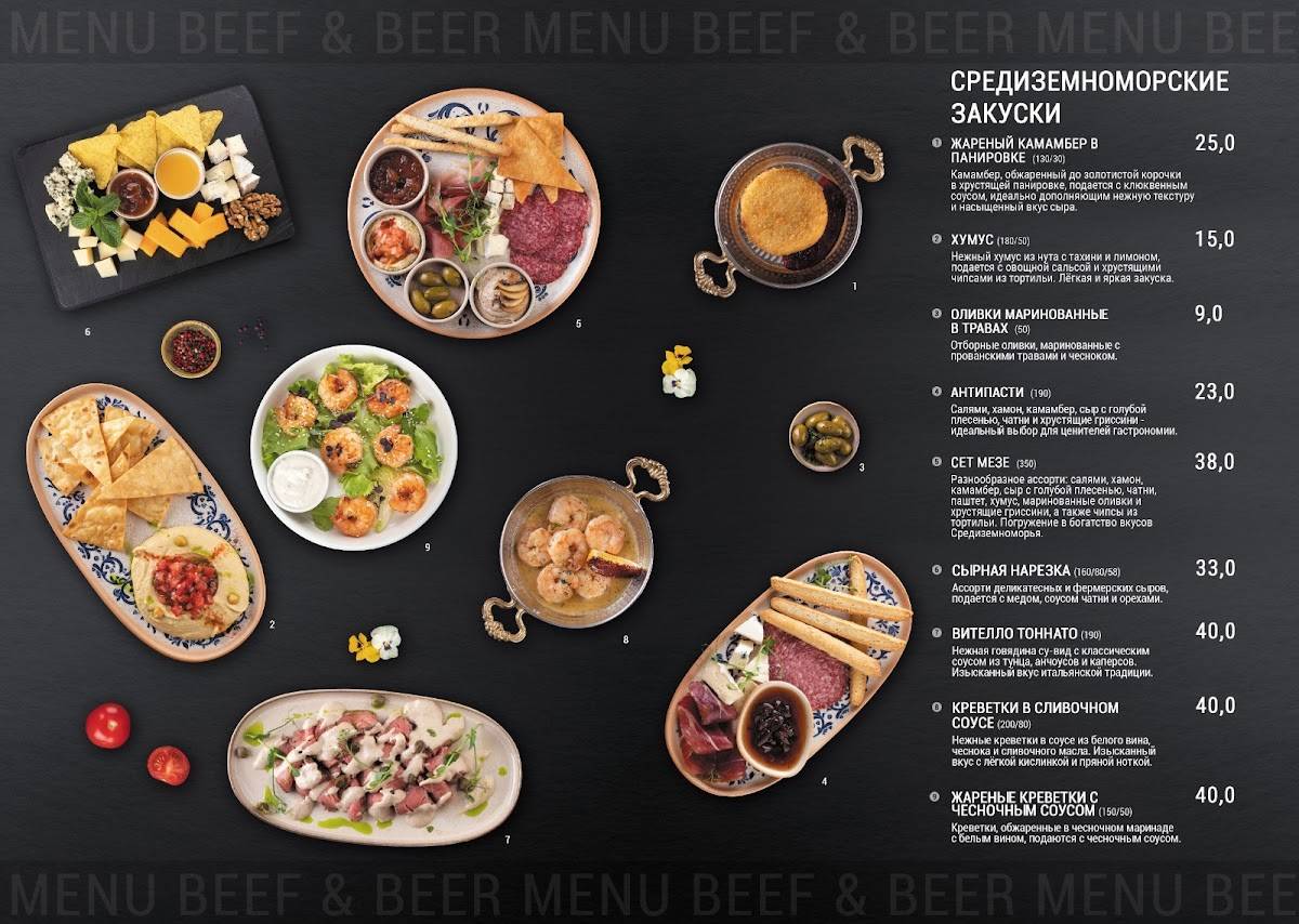 "Beef&Beer" меню