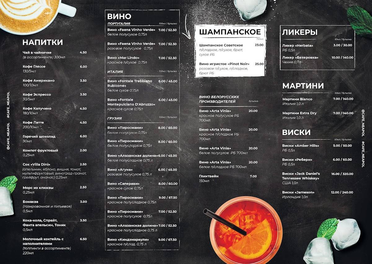 кафе Неаполь меню