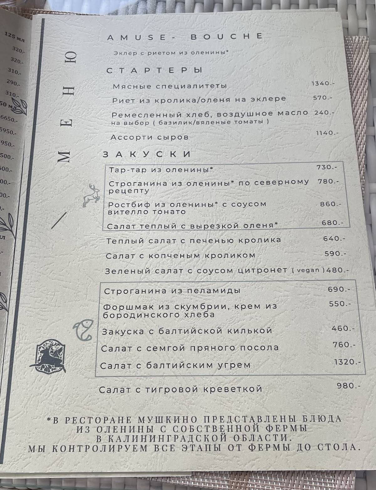 Мушкино меню