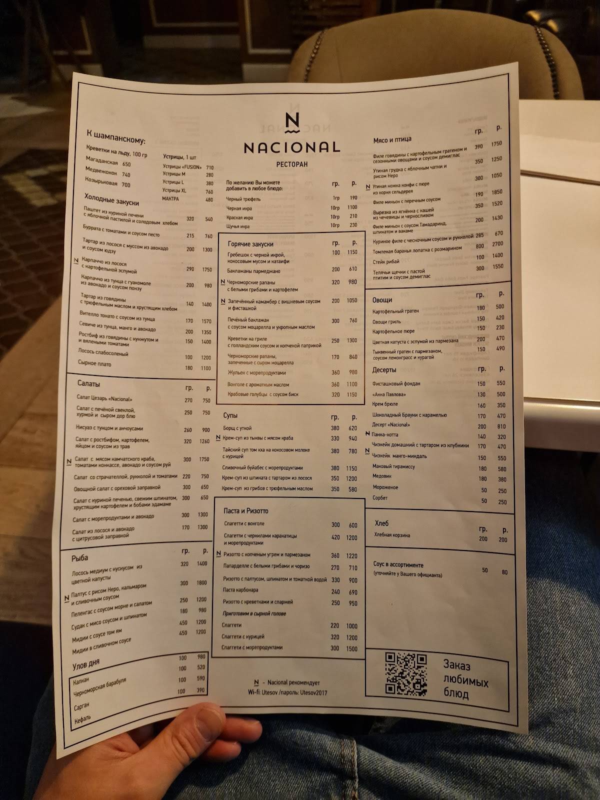 Националь меню