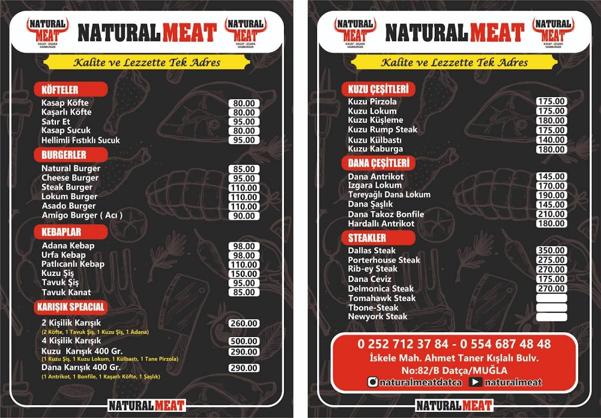 Natural meat меню