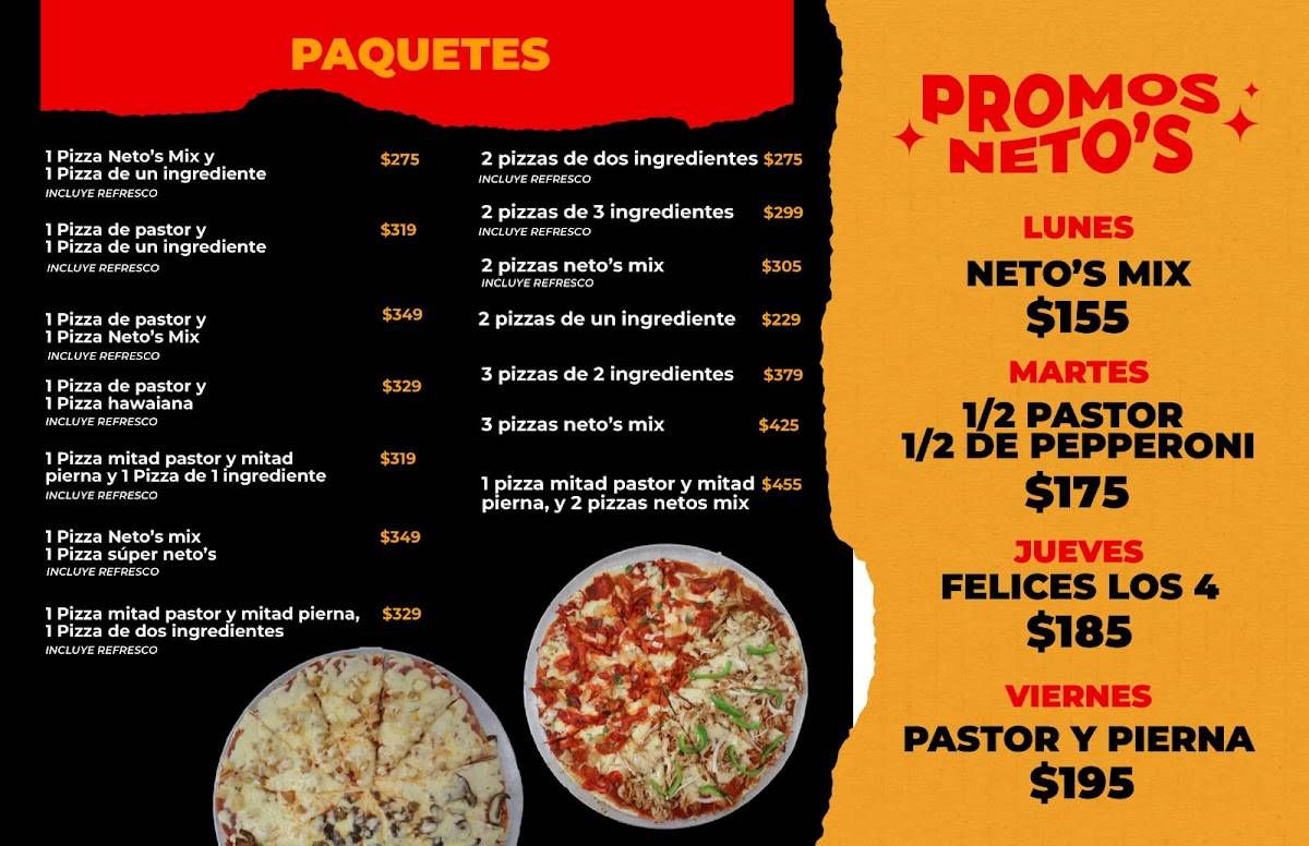 Neto's Pizza Caucel меню
