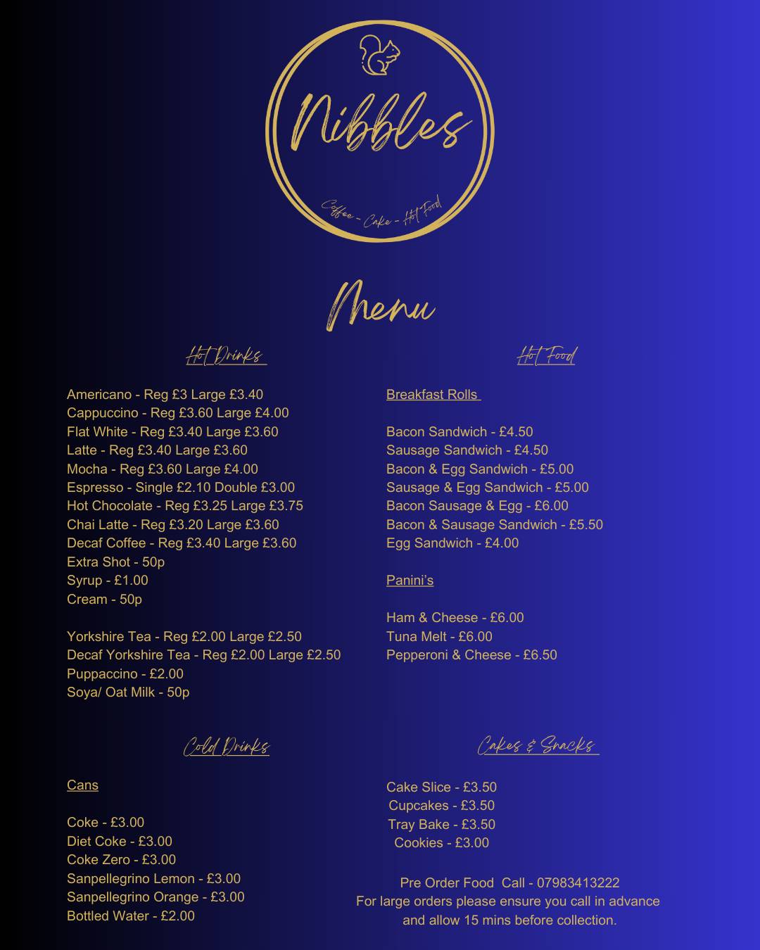 Nibbles Trailer меню