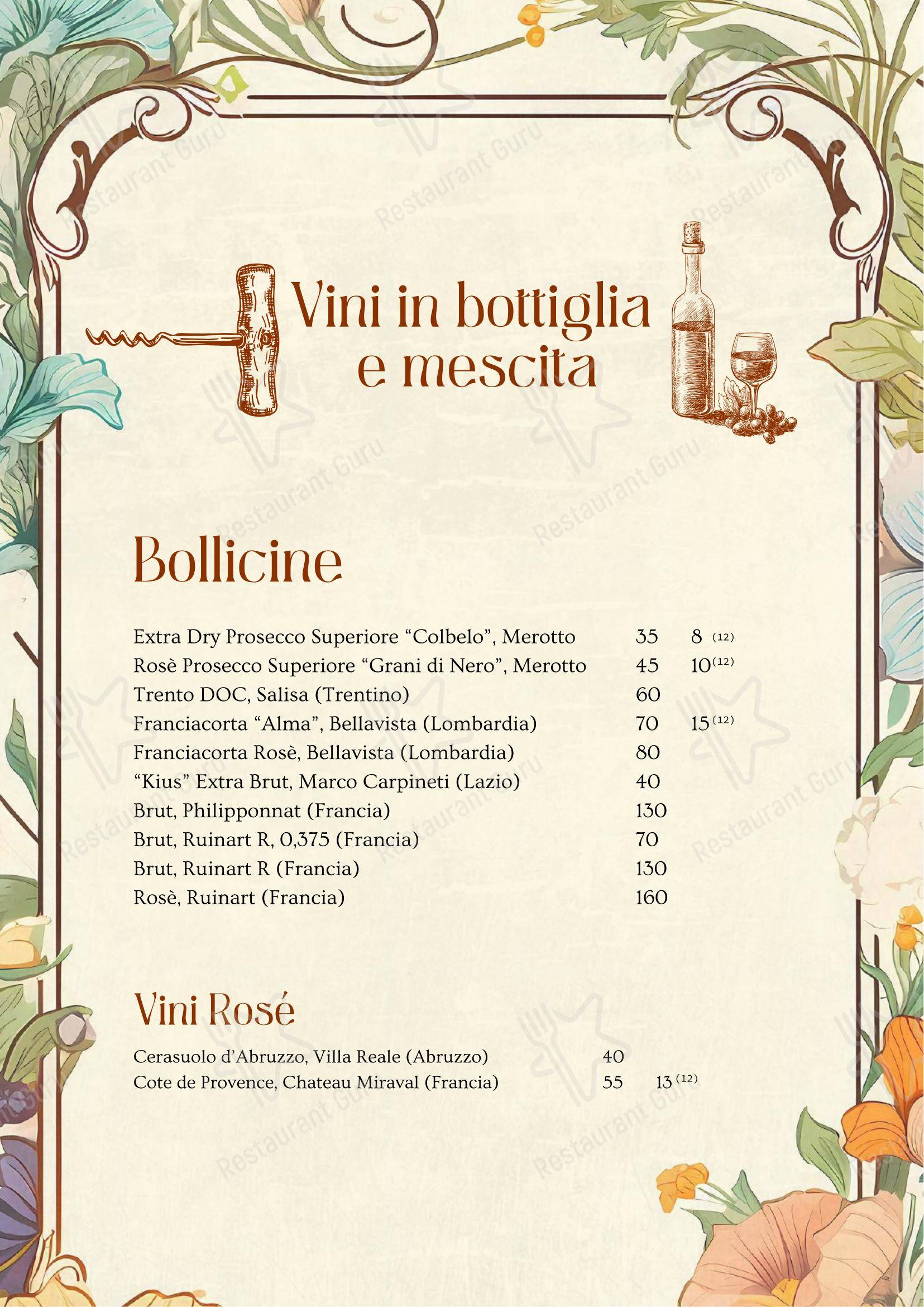 Меню ресторана Nomina Cucina Ludica - Меню напитков