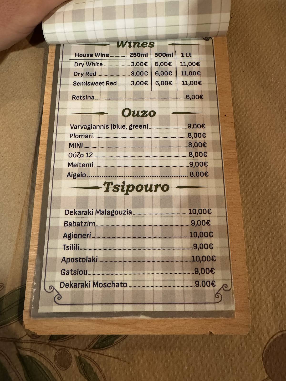 Νότια Ρόδος меню