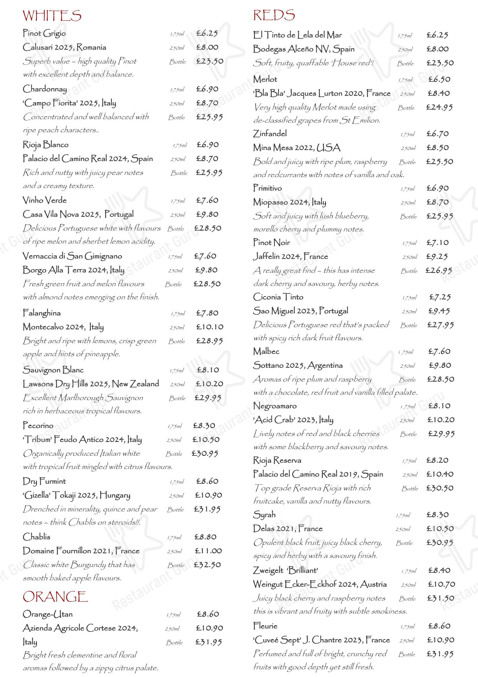Меню напитков паба и бара Notty's Cocktail & Wine Bar
