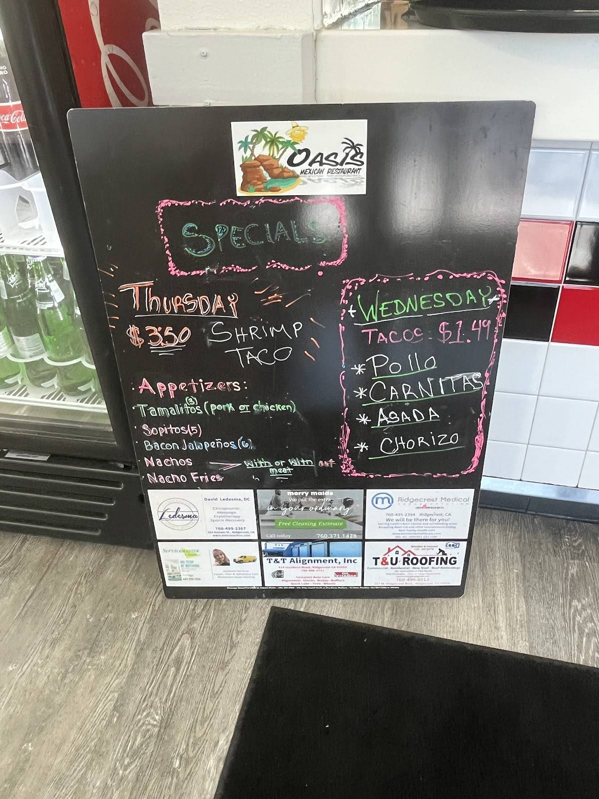 Oasis Restaurants Inc меню