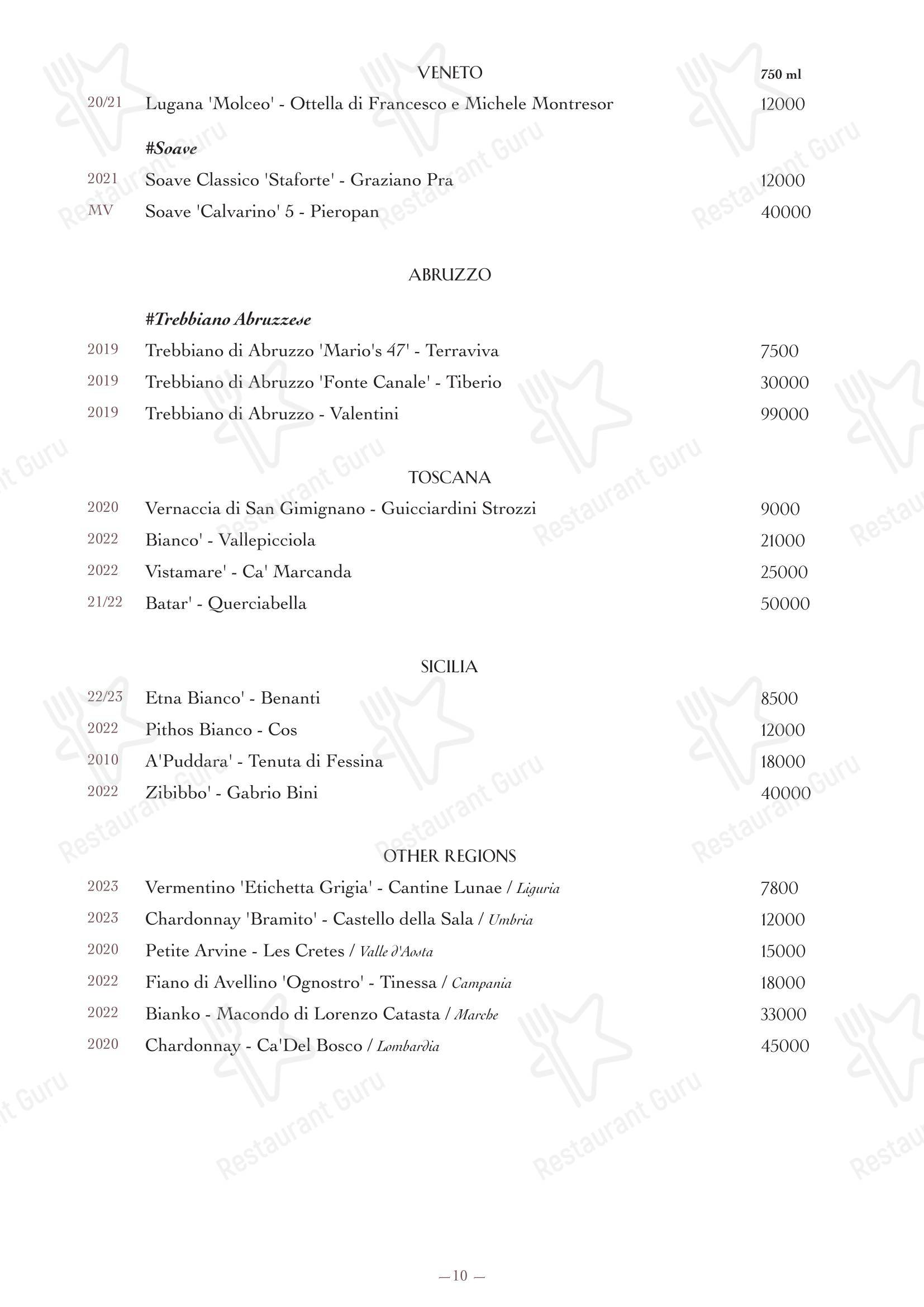Oltremare в Москве - Wine Menu