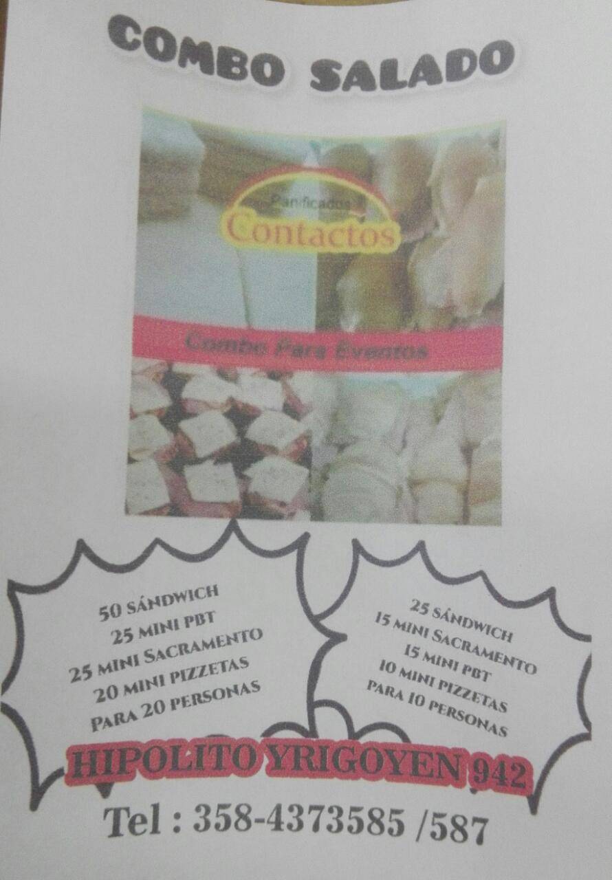 Panificados Contactos меню