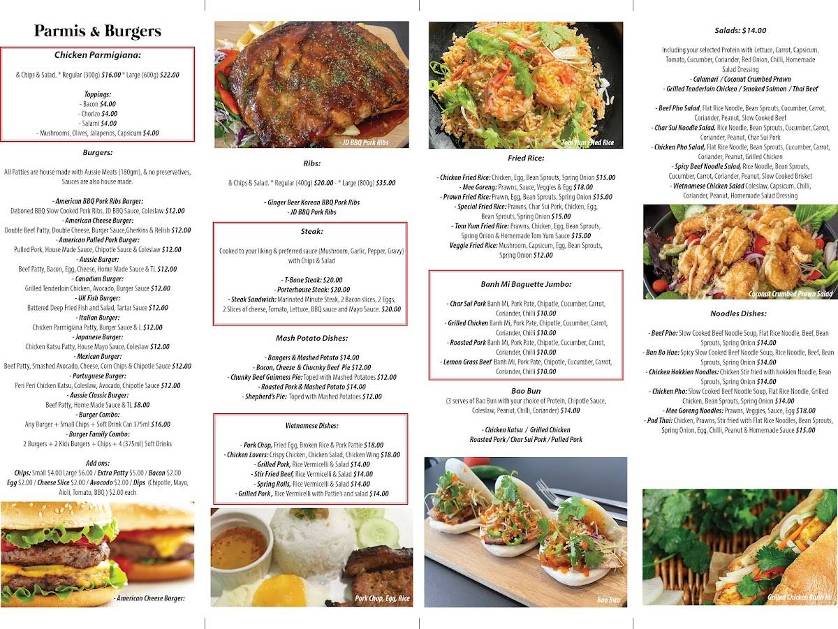 Parmis & Burgers Perth меню