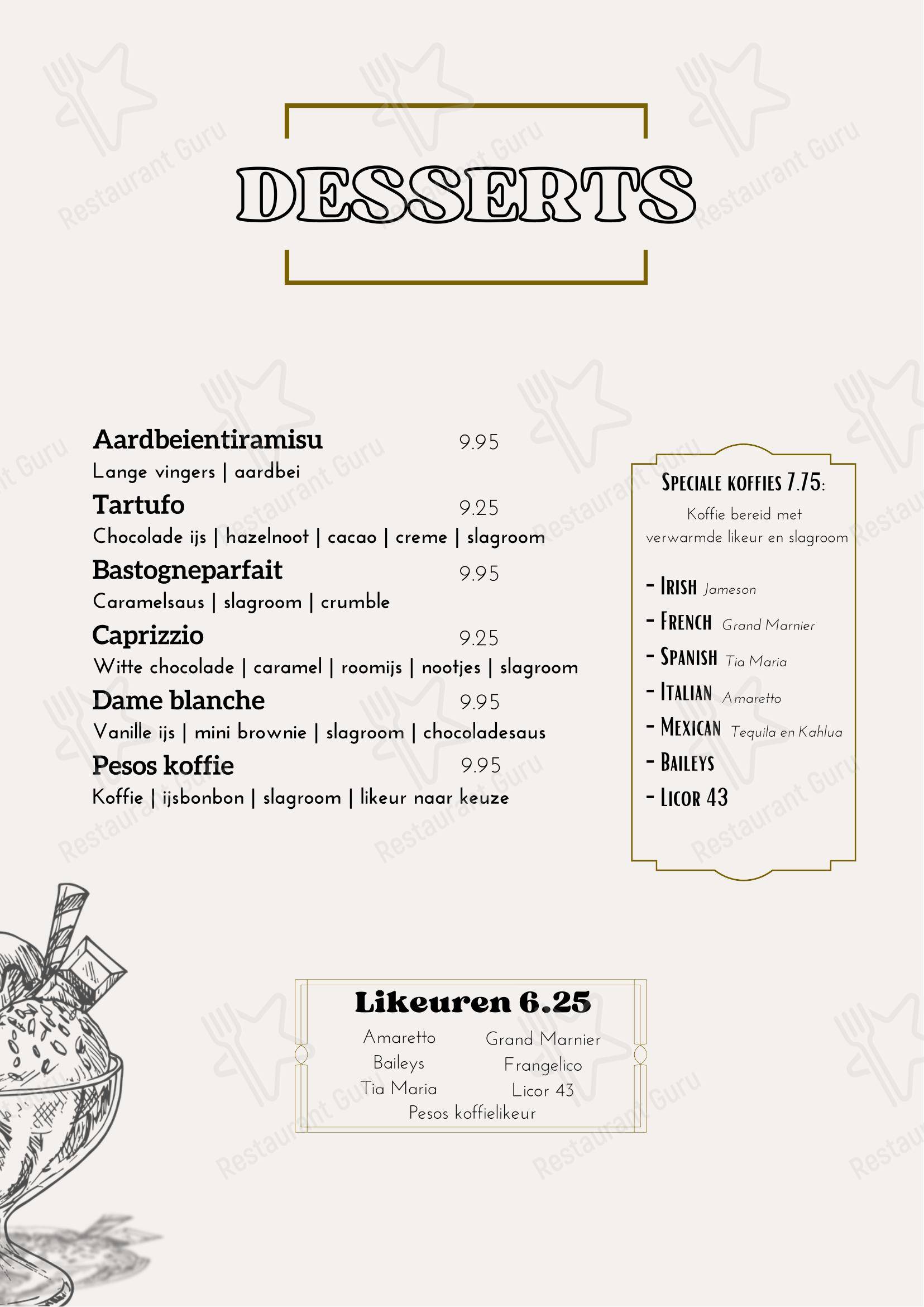 Pesos Food and Drink в Астен - Меню