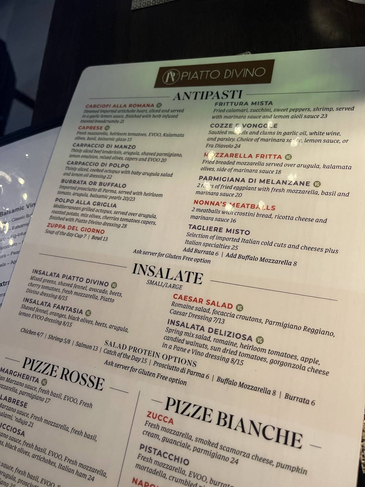 Piatto Divino меню