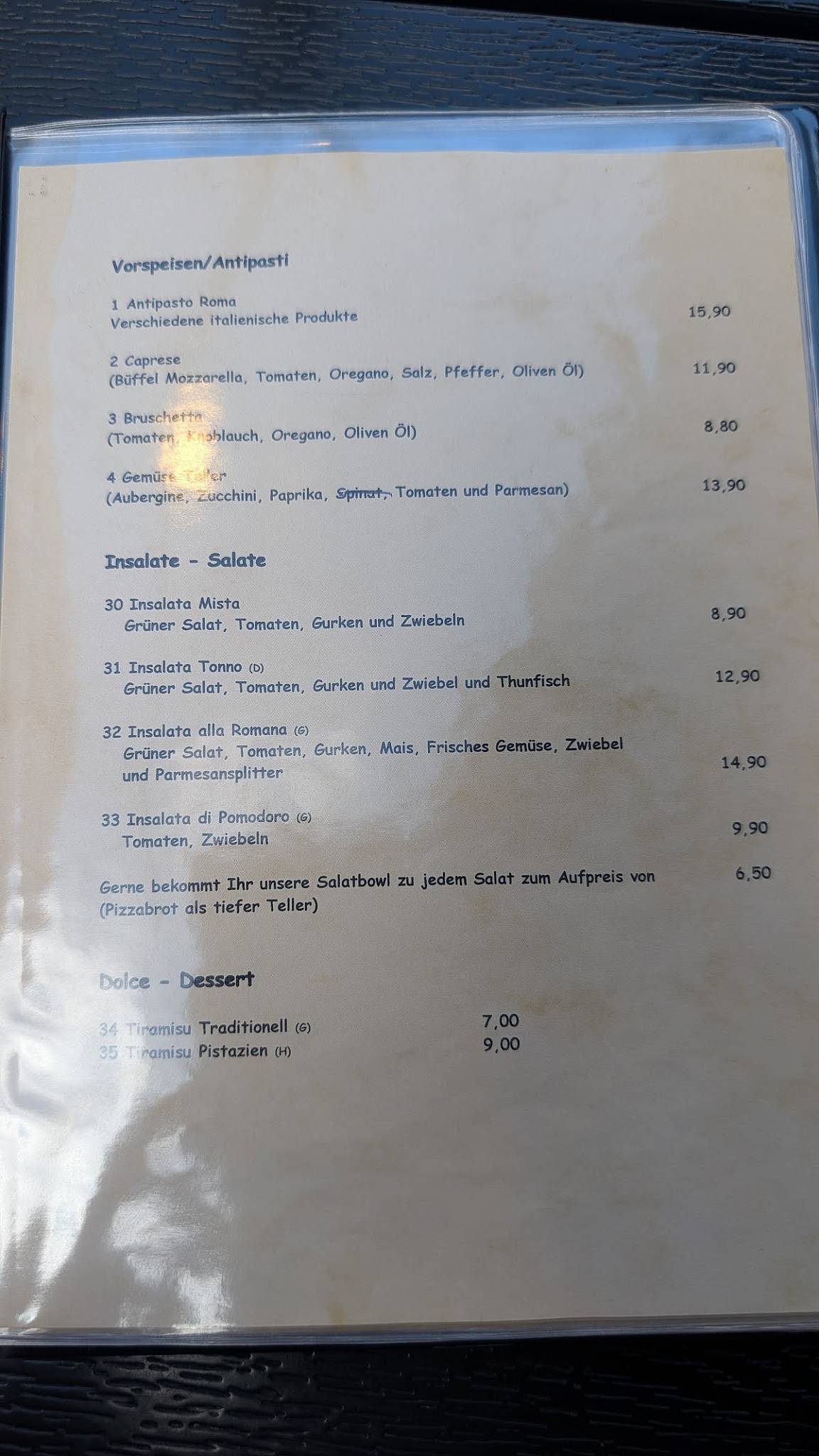 Piccola Roma Reutlingen меню