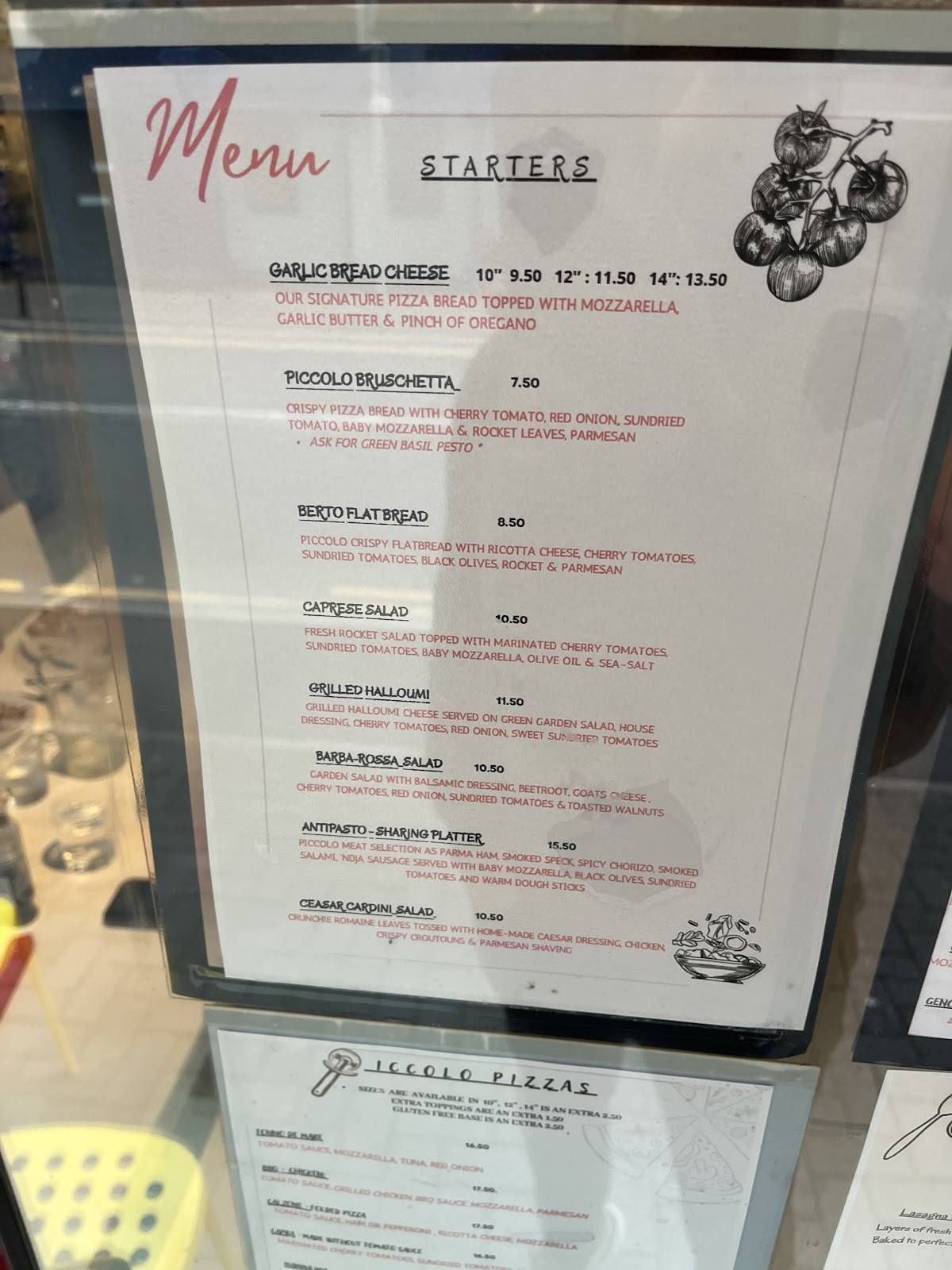 Piccolo Pizzeria меню