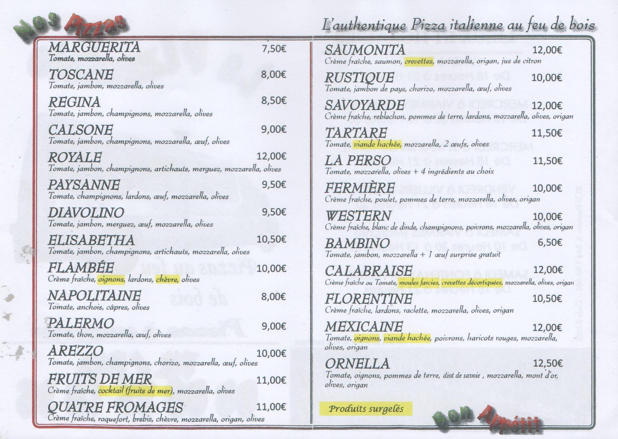 Pizzaïollo меню