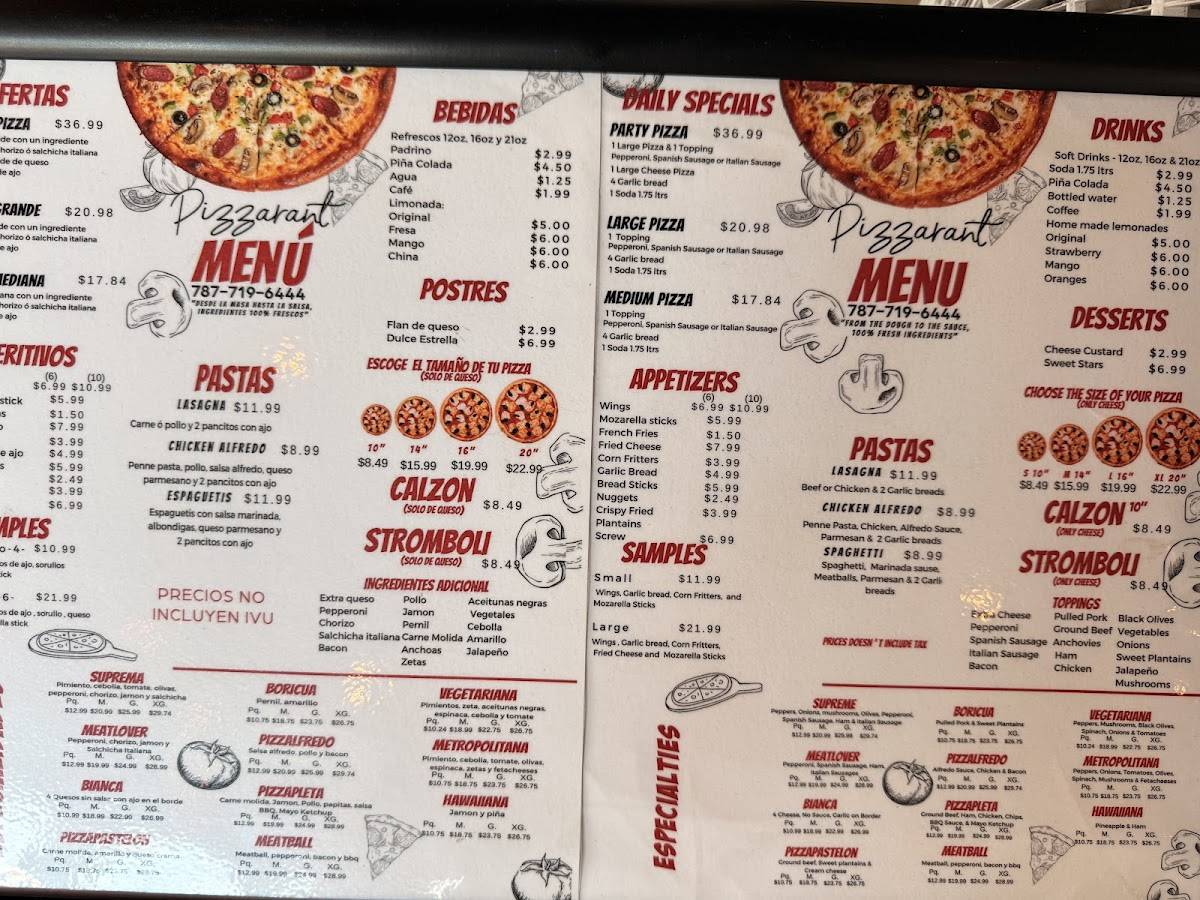 Pizzarant меню