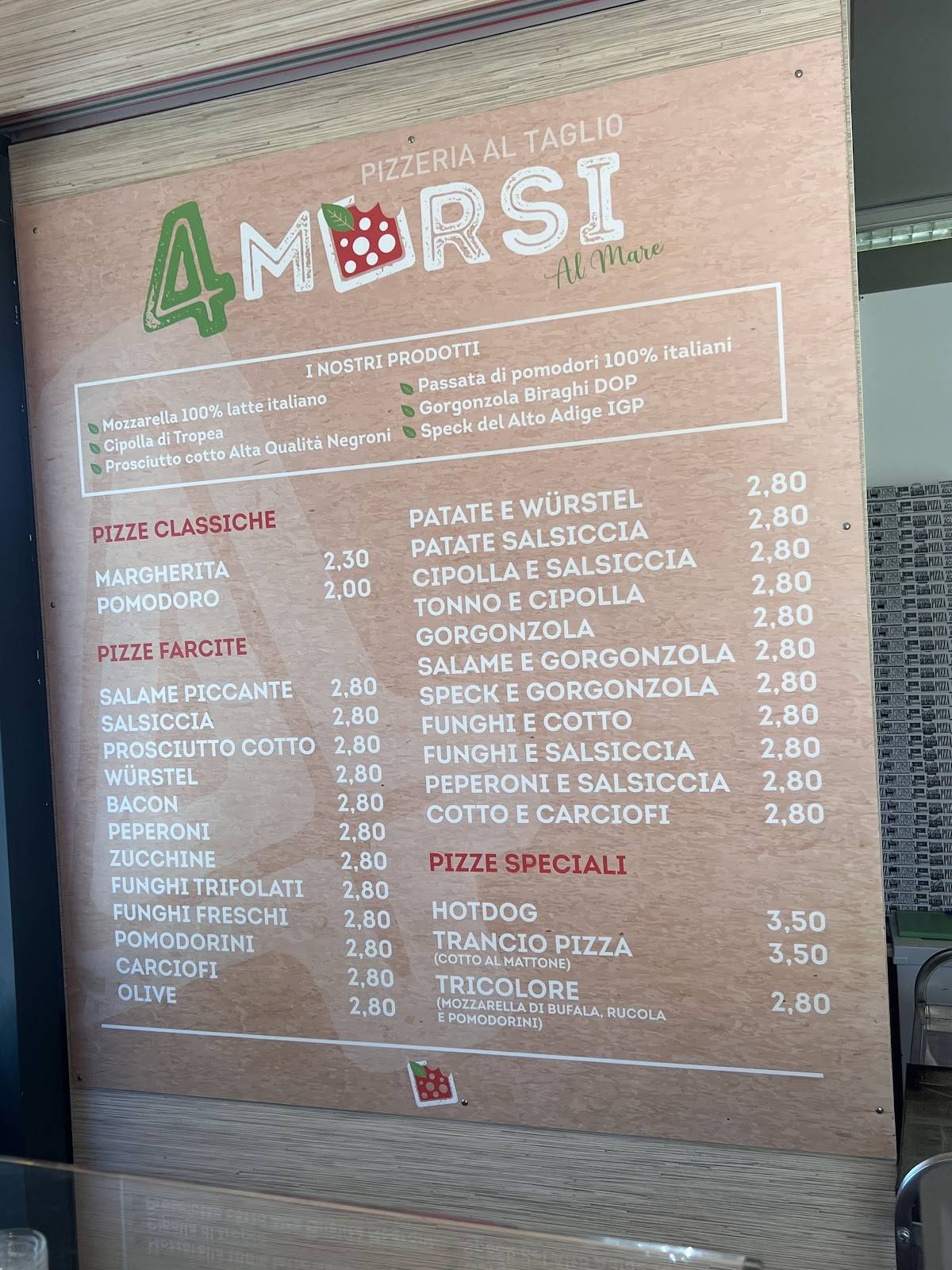 Pizzeria 4Morsi Al Mare меню