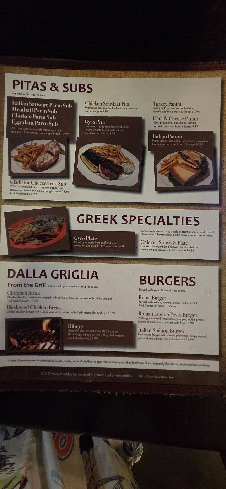 Bella Roma Grill Italian меню