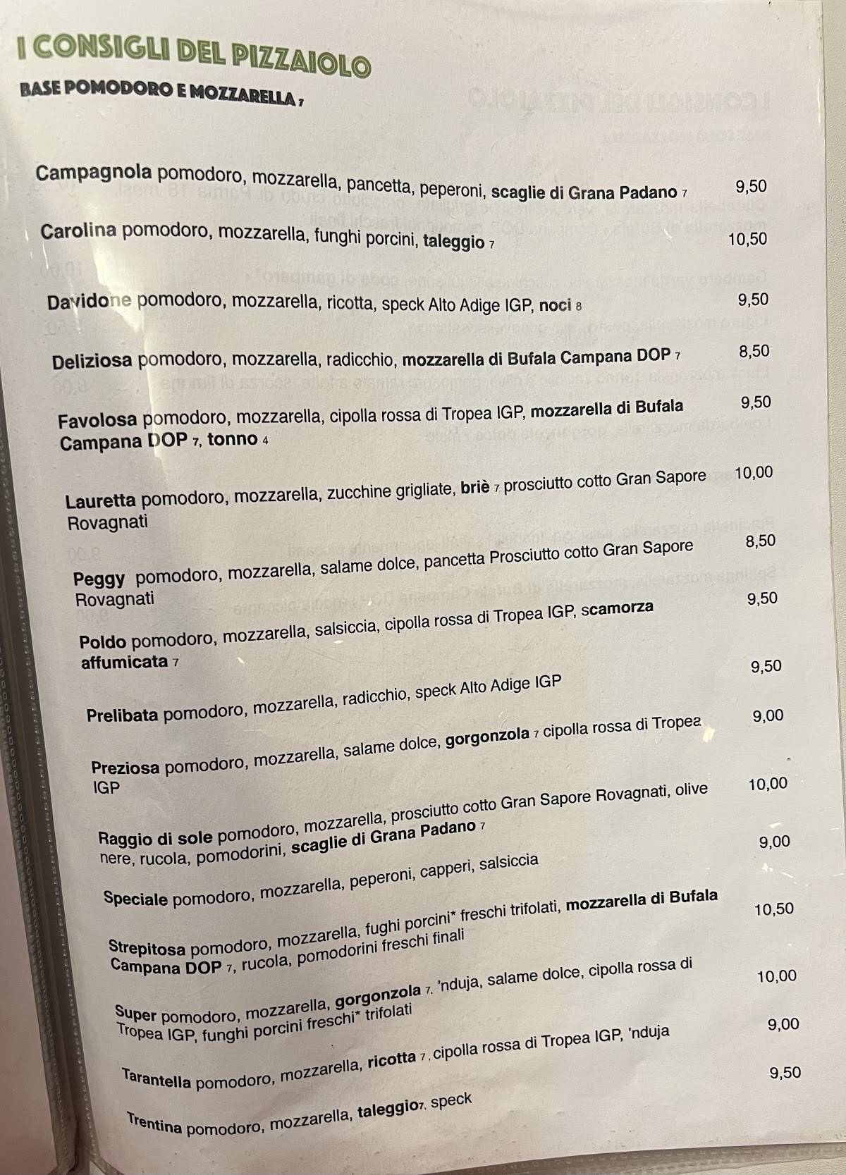 Pizzeria D'Este меню