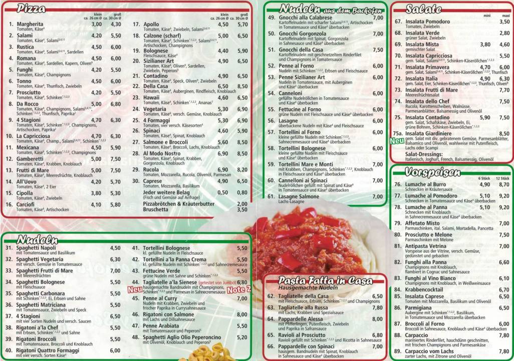 Pizzeria Da Rocco Dortmund меню