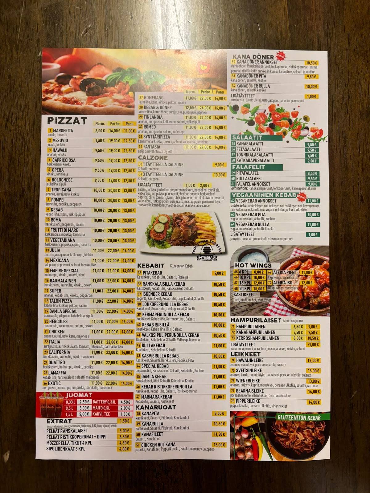 Damla Kebab Pizza Hotwings меню