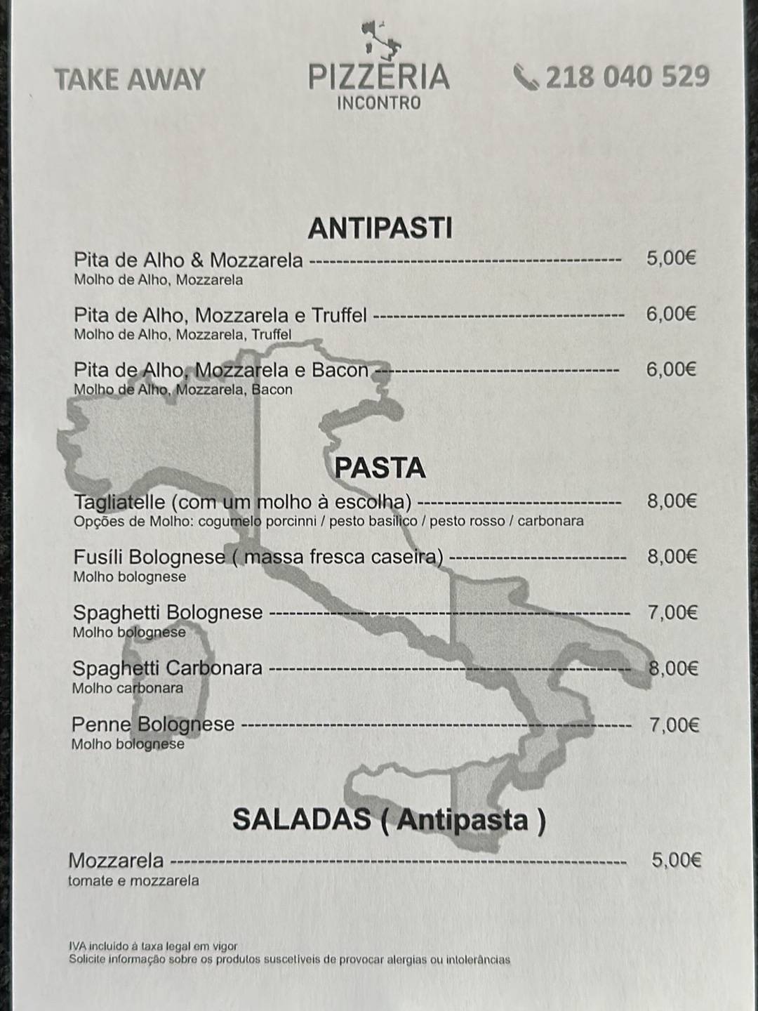 Pizzeria Incontro меню