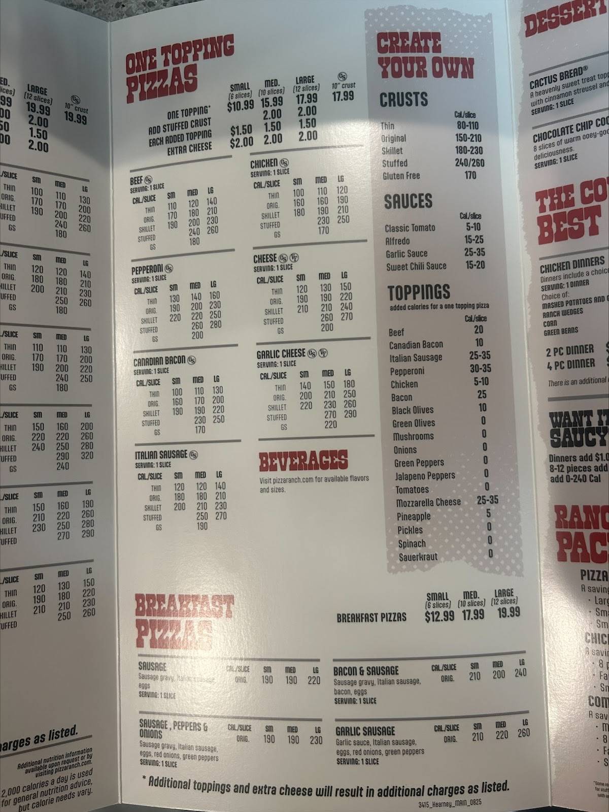 Pizza Ranch меню