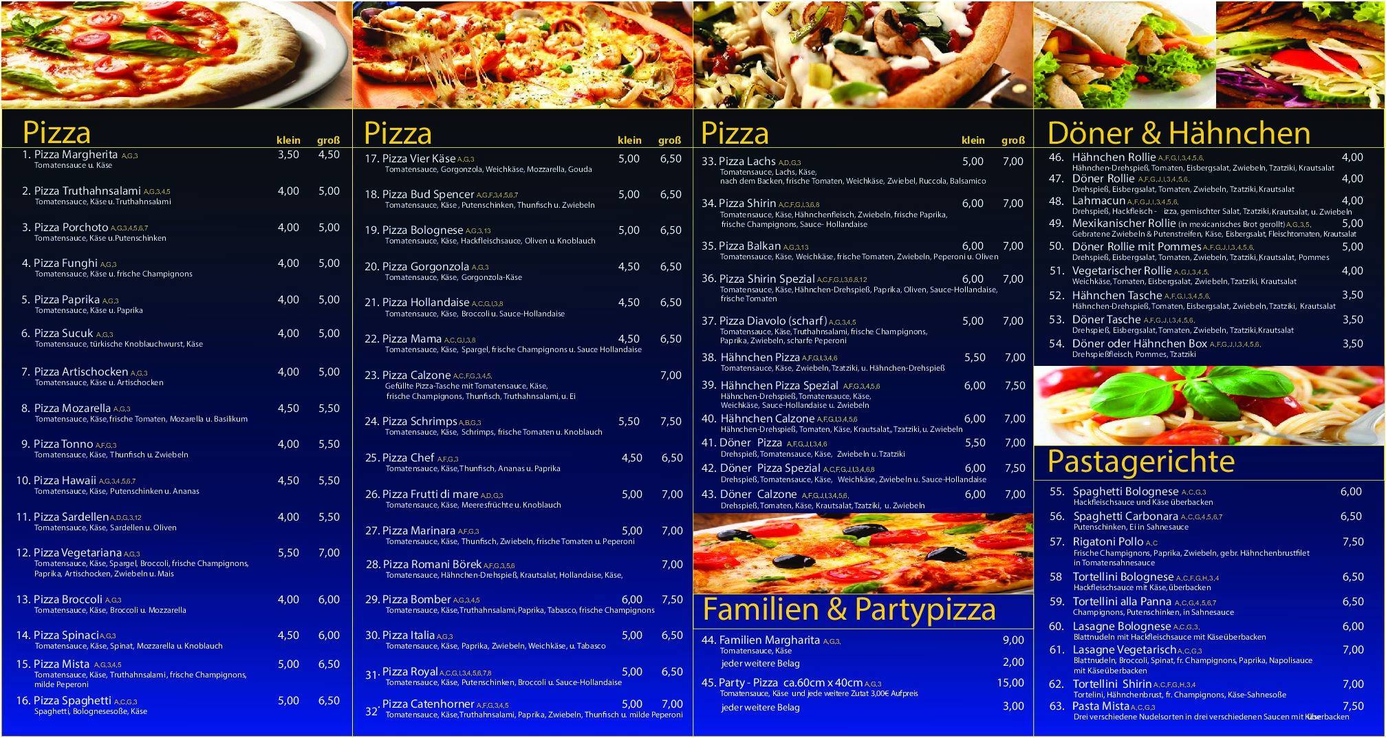 Pizzeria shirin меню