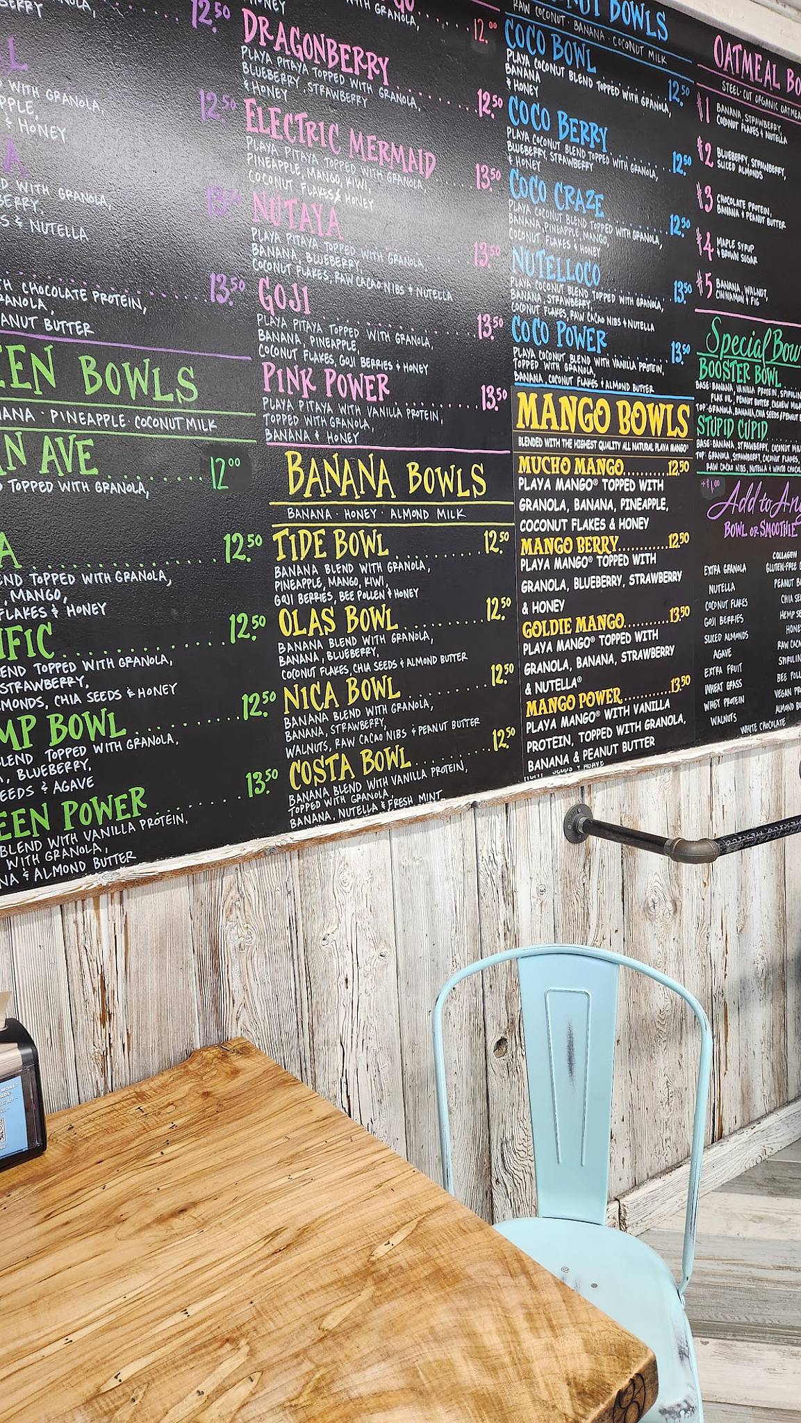 Playa Bowls меню