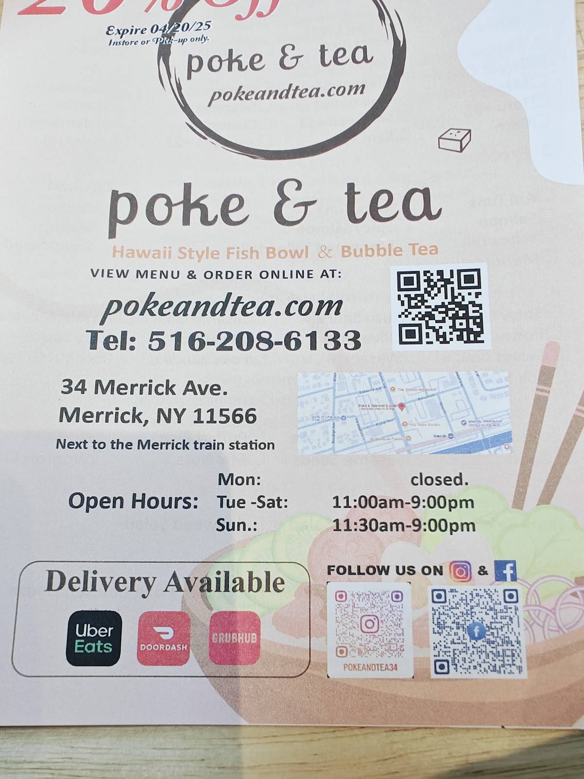 Poke & Tea-best bubble tea near me/milk tea long island/coffee/fast food restaurants near me/珍珠奶茶店/最好的小吃/餐馆/长岛餐馆/美食/饮品店 меню